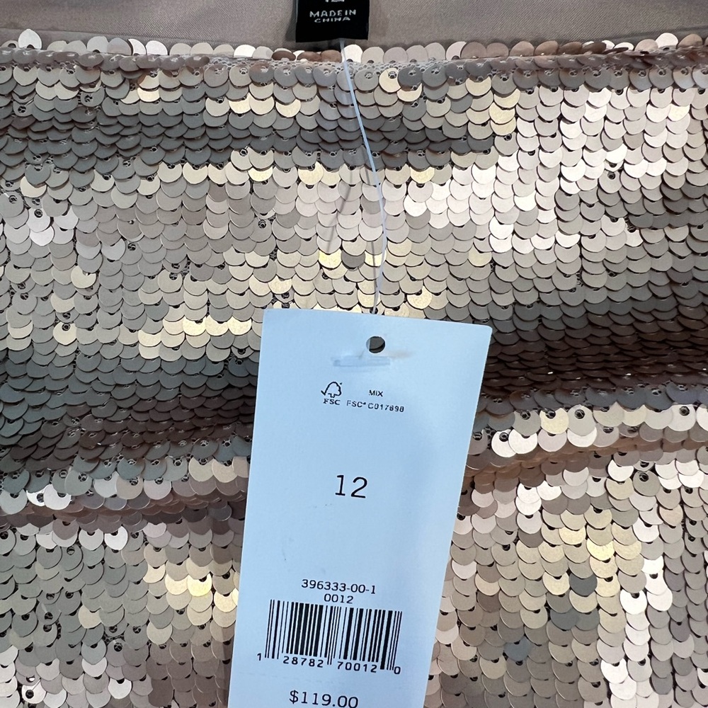 Banana Republic Women’s Rose Gold Sequin Silver Skirt Sz 12 NWT - Picture 6 of 6